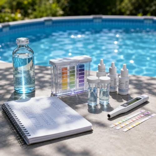 Testing chemical levels in an above ground pool