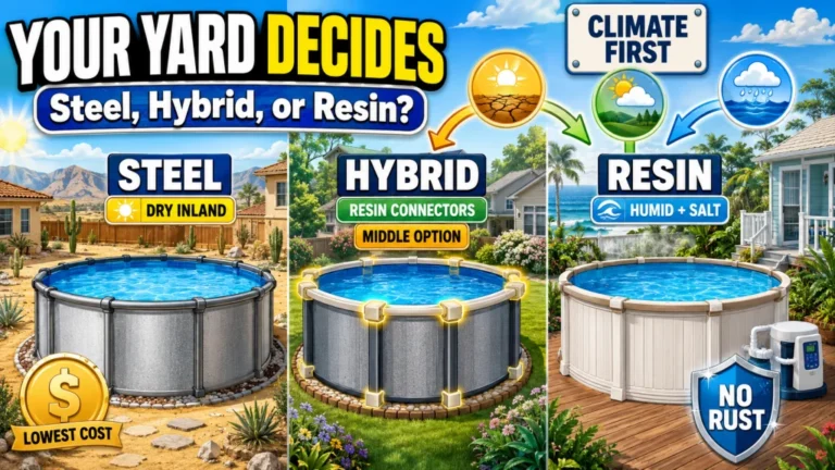 Steel Frame vs Hybrid vs Resin Above Ground Pool: Which Construction Lasts and Which Rusts