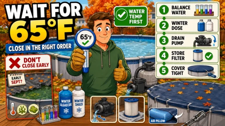 How to Close an Above Ground Pool: The 65-Degree Rule and Step-by-Step Sequence That Makes Spring Opening Easy